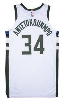 2019 Giannis Antetokounmpo NBA Playoffs Round 2 Game Used Milwaukee Bucks Association Jersey Photo Matched To 3 Games Including 5/8/19 - Close Out Game Vs Boston Celtics (Fanatics & Sports Investors)
